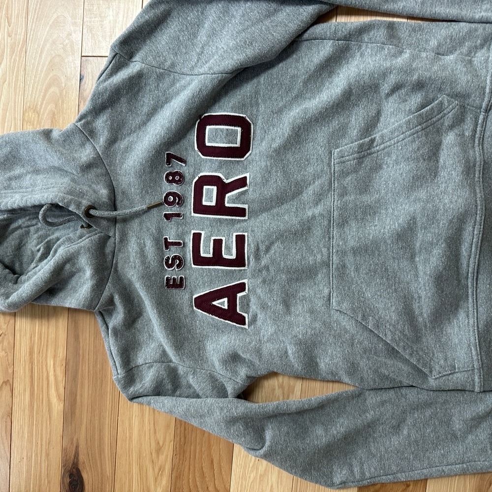 Aeropostale Gray Hoodie with Maroon Lettering